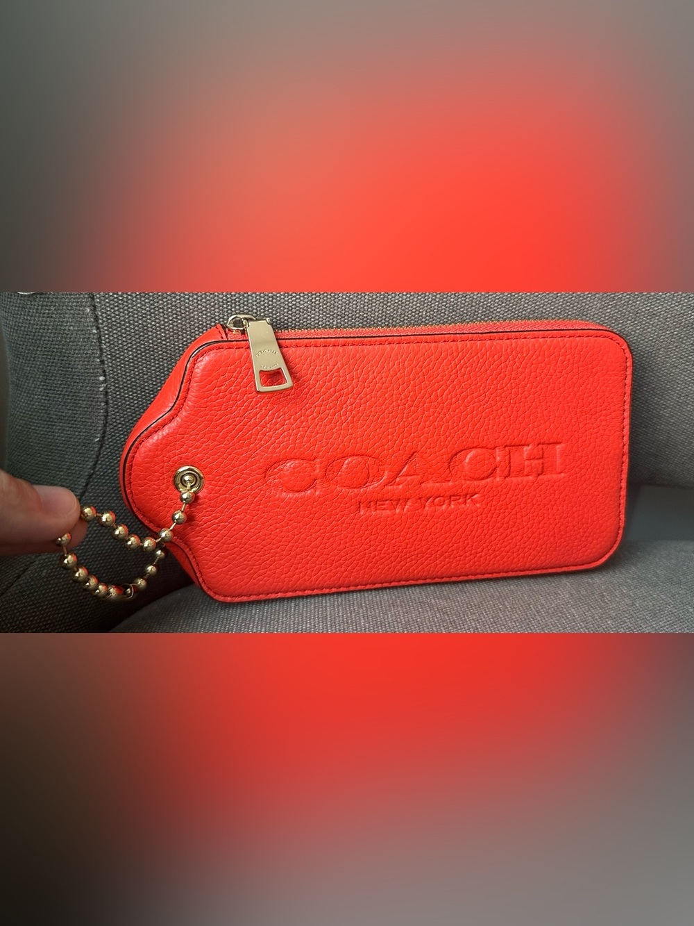 Coach XL tag Wristlet Red Leather Multifunction Case | Coin Purse, Card Holder